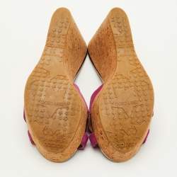Pre Owned Jimmy Choo Prima Size 38 Pink Suede Cork Platform Wedge Slide Sandals