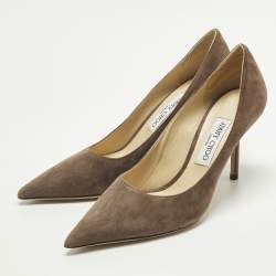 Pre Owned Jimmy Choo Romy Size 38.5 Brown Suede Pumps