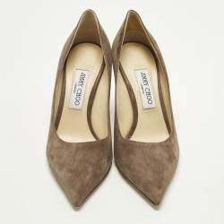 Pre Owned Jimmy Choo Romy Size 38.5 Brown Suede Pumps