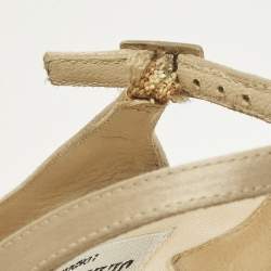 Pre Owned Jimmy Choo Nova Size 39 Beige Satin Peep Toe Slingback Pumps