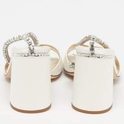 مملوكة مسبقًا Jimmy Choo Saeda Size 37 Cream Satin Ankle Strap Sandals