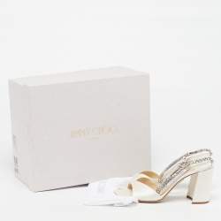 مملوكة مسبقًا Jimmy Choo Saeda Size 37 Cream Satin Ankle Strap Sandals