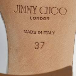 مملوكة مسبقًا Jimmy Choo Saeda Size 37 Cream Satin Ankle Strap Sandals