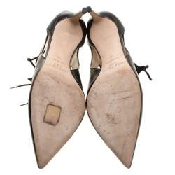 Jimmy Choo Black Leather and Suede Dixon Cut Out Pointed Toe Pumps Size 38
