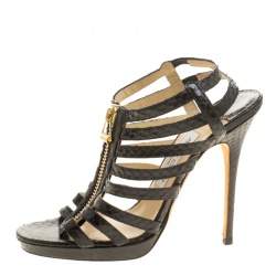 Jimmy Choo Black Python Glenys Gladiator Platform Sandals Size 39