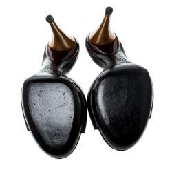 مملوكة مسبقًا Jimmy Choo Black Leather Peep Toe Slides Size 38