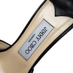 مملوكة مسبقًا Jimmy Choo Black Leather Peep Toe Slides Size 38