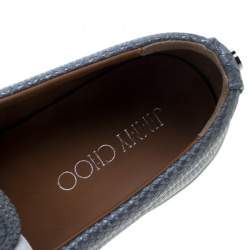 Pre Owned Jimmy Choo Metallic Grey Python Embossed Leather Demi Slip-On Sneakers Size 39