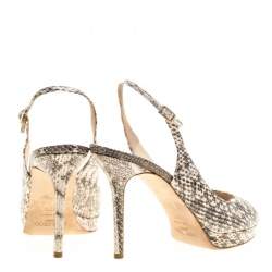 Pre Owned Jimmy Choo Two Tone Elaphe Leather Nova Peep Toe Platform Slingback Sandals Size 40.5