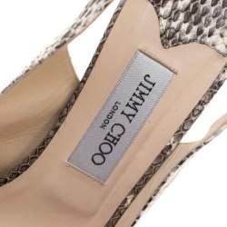 Pre Owned Jimmy Choo Two Tone Elaphe Leather Nova Peep Toe Platform Slingback Sandals Size 40.5