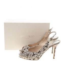 Pre Owned Jimmy Choo Two Tone Elaphe Leather Nova Peep Toe Platform Slingback Sandals Size 40.5