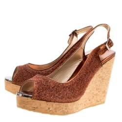 Pre Owned صندل جيمي تشو بروفا أبيض مخطط نعل فينيل بفتحة كعب مقاس 39