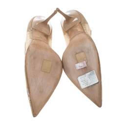 مملوكة مسبقًا Jimmy Choo Beige Lace and Patent Leather Abel Pointed Toe Pumps Size 41