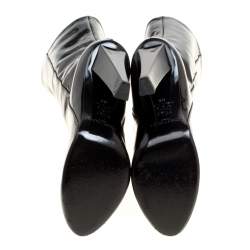 Pre Owned حذاء بوت جيمي تشو منتصف ساق جلد لامع أسود مقاس 40