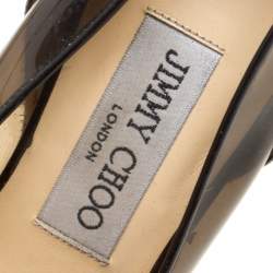 مملوكة مسبقًا حذاء كعب عالي جيمي تشو مقدمة مدببة بينيز شعر مهر طباعة فهد وجلد أسود مقاس 35