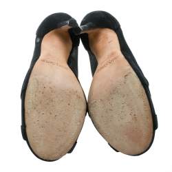 مملوكة مسبقًا Jimmy Choo Black Mesh And Suede Marble Peep Toe Booties Size 36.5