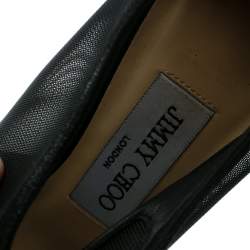 مملوكة مسبقًا Jimmy Choo Black Mesh And Suede Marble Peep Toe Booties Size 36.5