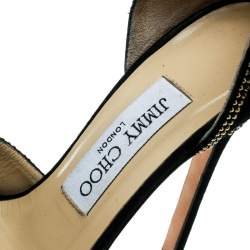 Pre Owned Jimmy Choo Black Suede Crystal Embellished Kalpa Ankle Strap Platform Sandals Size 35