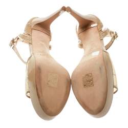 مملوكة مسبقًا حذاء كعب عالي جيمي تشو كايدين دانتيل هولوغرافيك بحزام للكاحل نعل سميك مقاس 40.5