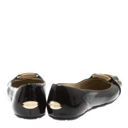 Pre Owned Jimmy Choo Black Patent Leather Morse Ballet Flats Size 36.5