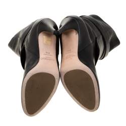 Pre Owned Jimmy Choo Black Leather Blaine Buckle Detail Mid Calf Boots 39.5