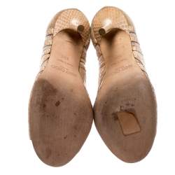 Pre Owned Jimmy Choo Beige Mesh And Python Nexus Ankle Boots Size 36.5