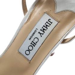 Pre Owned Jimmy Choo White Satin Pointed Toe Slingback Sandals 38