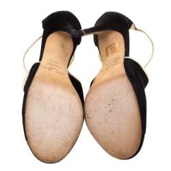 Pre Owned Jimmy Choo Black Suede Fey Back Zip Pumps Size 38.5