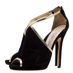 Pre Owned Jimmy Choo Black Suede Fey Back Zip Pumps Size 38.5