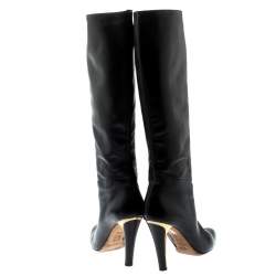 مملوكة مسبقًا Jimmy Choo Black Leather Knee Length Boots Size 36.5