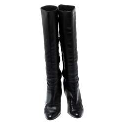 مملوكة مسبقًا Jimmy Choo Black Leather Knee Length Boots Size 36.5