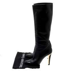 مملوكة مسبقًا Jimmy Choo Black Leather Knee Length Boots Size 36.5