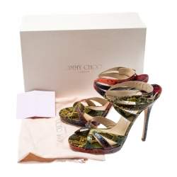 Jimmy Choo Multicolor Python Ankle Straps Open Toe Sandals Size 39