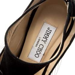 Pre Owned Jimmy Choo Black Suede and Wire T-Strap Open Toe Sandals Size 37