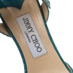Jimmy Choo Blue Python Peep Toe Platform Sandals Size 38.5 