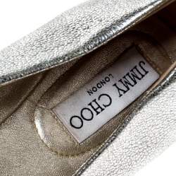 Jimmy Choo Metallic Silver Leather Ballet Flats Size 38.5