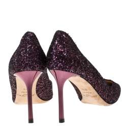 Jimmy Choo Purple Glitter Romy Pointed Toe Pumps Size 37.5