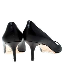 Pre Owned Jimmy Choo Black Leather Isabel Peep Toe Pumps Size 39