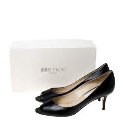 Pre Owned Jimmy Choo Black Leather Isabel Peep Toe Pumps Size 39