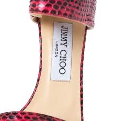 مملوكة مسبقًا Jimmy Choo Two Tone Python Leather Ankle Strap Sandals Size 36