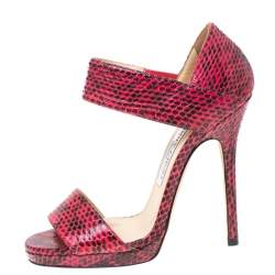 مملوكة مسبقًا Jimmy Choo Two Tone Python Leather Ankle Strap Sandals Size 36