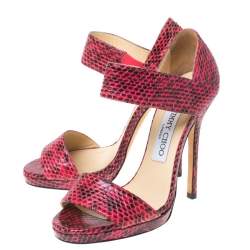 مملوكة مسبقًا Jimmy Choo Two Tone Python Leather Ankle Strap Sandals Size 36
