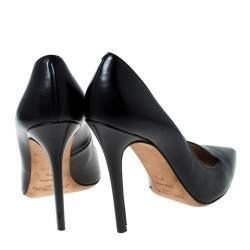 Pre Owned Jimmy Choo Black Leather Pointed Toe Pumps Size 37.5