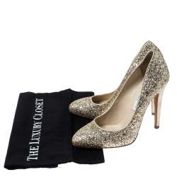 Jimmy Choo Metallic Gold Glitter Victoria Pumps Size 38.5