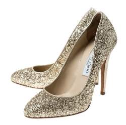 Jimmy Choo Metallic Gold Glitter Victoria Pumps Size 38.5