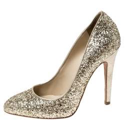 Jimmy Choo Metallic Gold Glitter Victoria Pumps Size 38.5