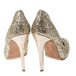 Jimmy Choo Metallic Gold Glitter Victoria Pumps Size 38.5