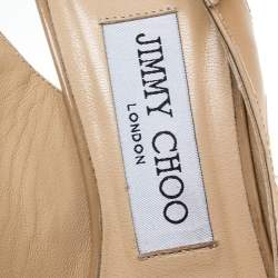 Jimmy Choo Beige Patent Leather Peep Toe Slingback Platform Sandals Size 36