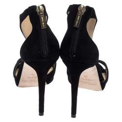 Pre Owned Jimmy Choo Black Suede T Strap Lana Sandals Size 35