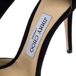 Pre Owned Jimmy Choo Black Suede T Strap Lana Sandals Size 35